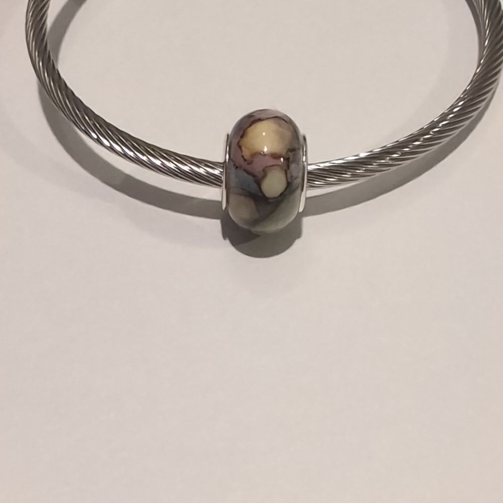Silver Black Watercolor Charm for Pandora‎ Style Bracelet